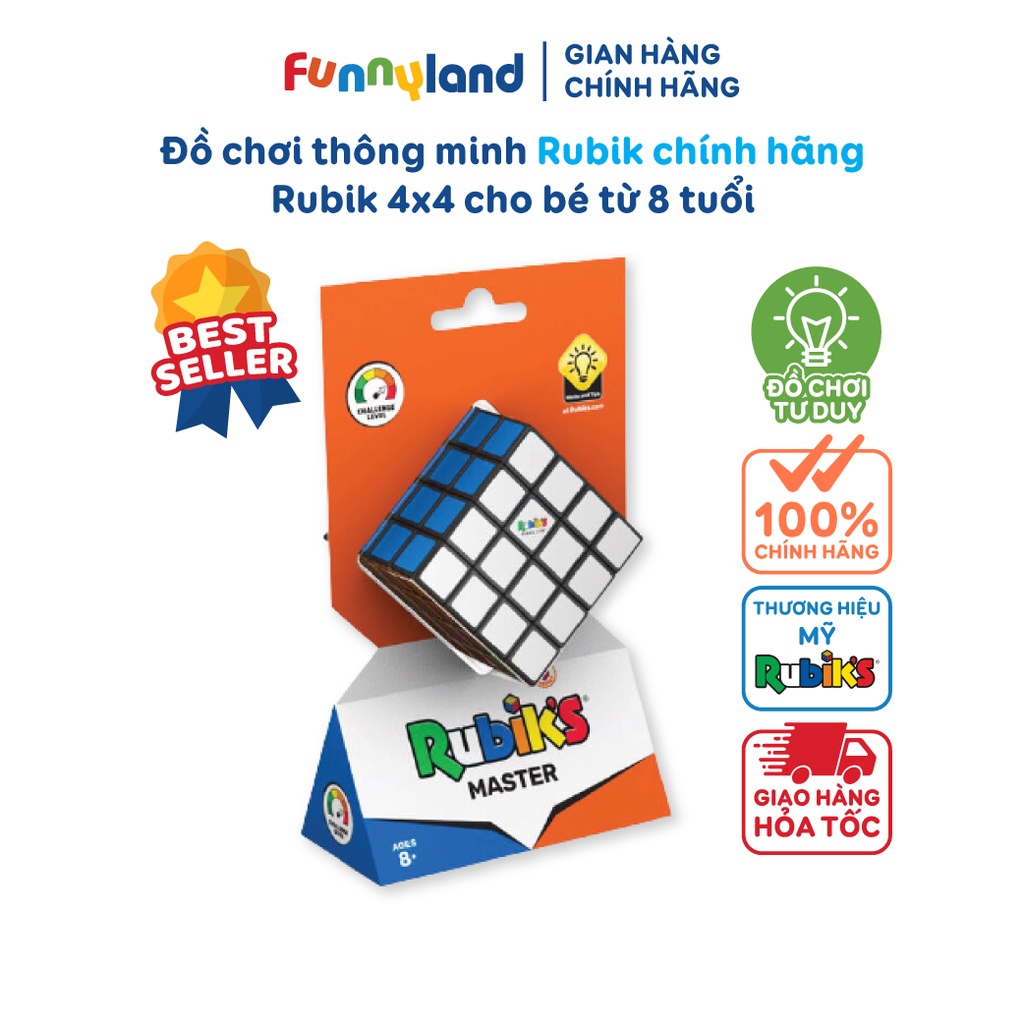 Đồ chơi Rubik 4x4 chính hãng Rubik's Funnyland giúp bé phát triển tư duy toán học và rèn luyện tính kiên trì