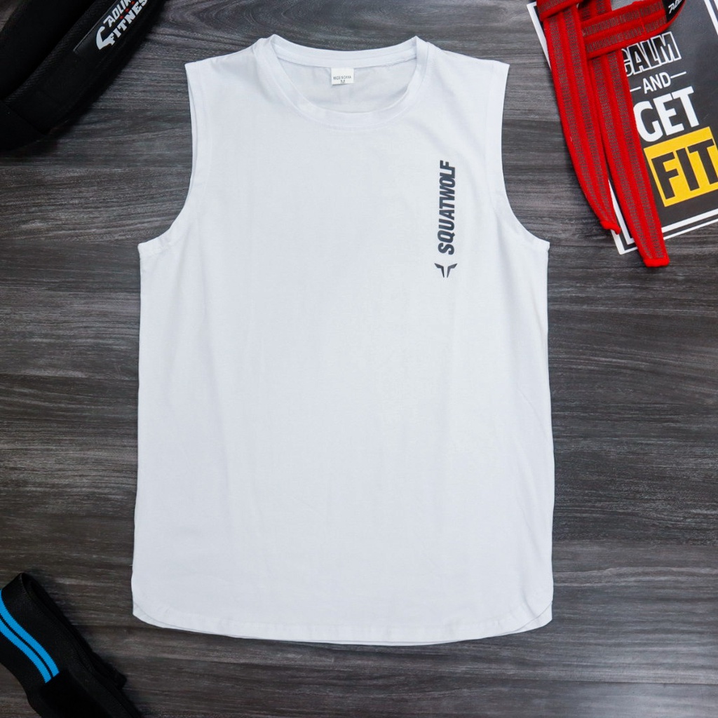 Áo ba lỗ thể thao nam LIKEFIT form sát nách vải Cotton thấm hút mồ hôi Squatwolf