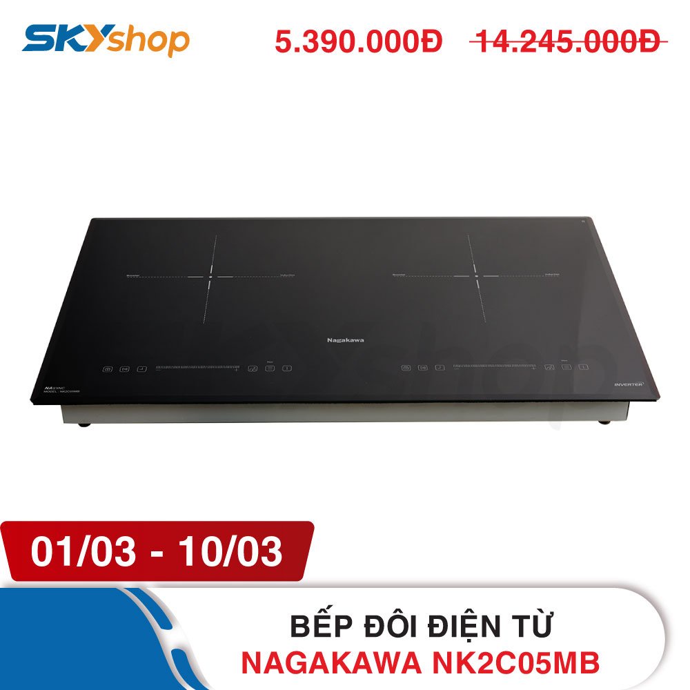 Bếp Đôi Điện Từ NAGAKAWA NK2C05MB - Hàng Chính Hãng