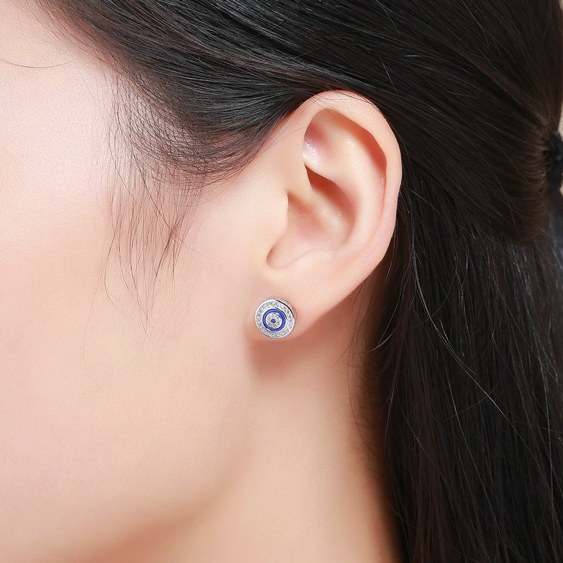 BAMOER Bộ Vòng cổ + Nhẫn + Bông Tai Bạc 925 Hình Mắt Quỷ Thời Trang Cho Nữ