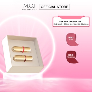 Set 2 son thỏi mini golden gift m.o.i cosmetics