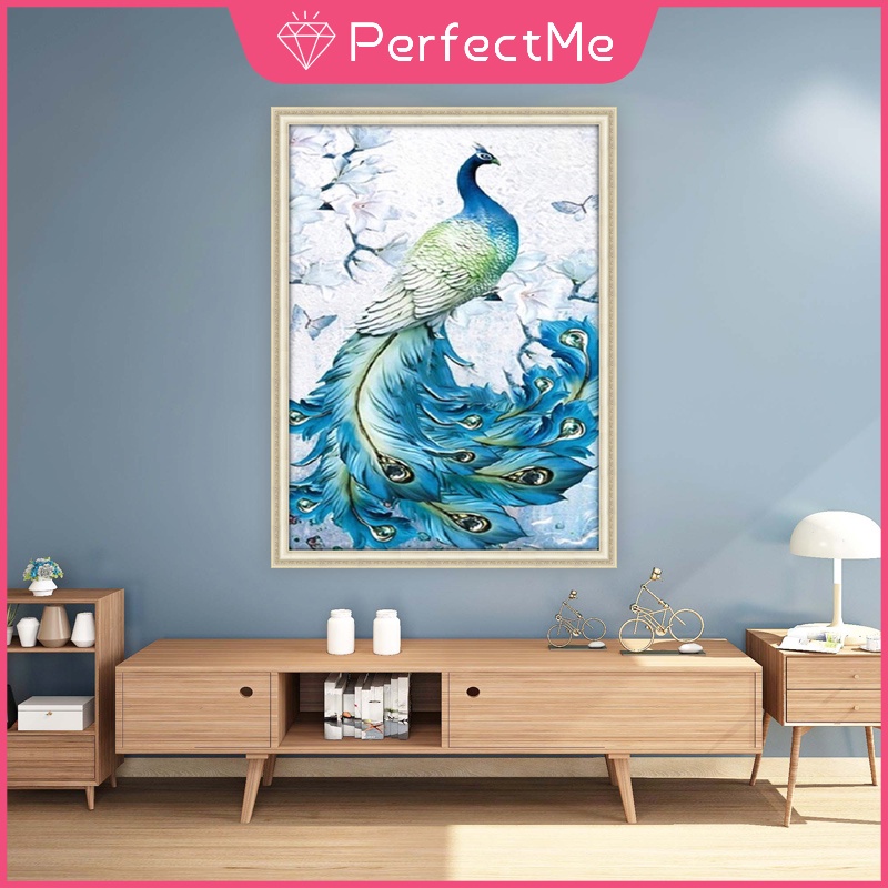 Bộ Tranh Đính Đá 5D Tự Làm Hình Chim Công 60x80cm