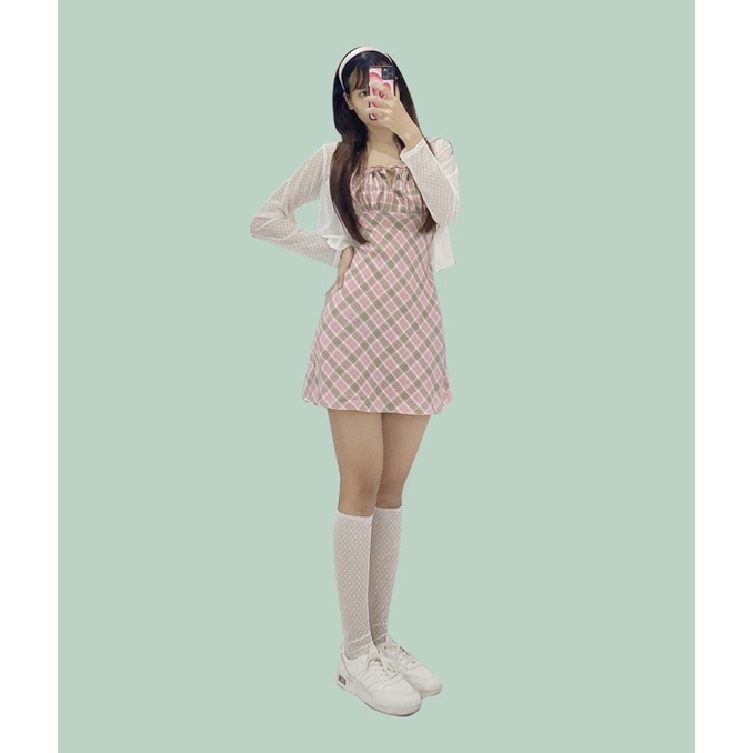 DALLA Đầm váy hai dây caro rút ngực DALLA SAIGON | BigBuy360 - bigbuy360.vn