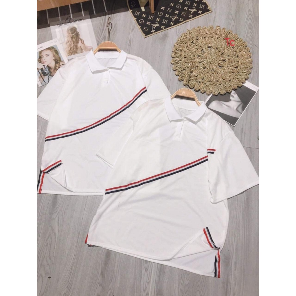 [HÀNG MỚI GIÁ RẺ ƯU ĐÃI LỚN] Áo phông Polo vạch chéo cổ bo dệt đen trăng hàng hót 2022 cho nam và nữ