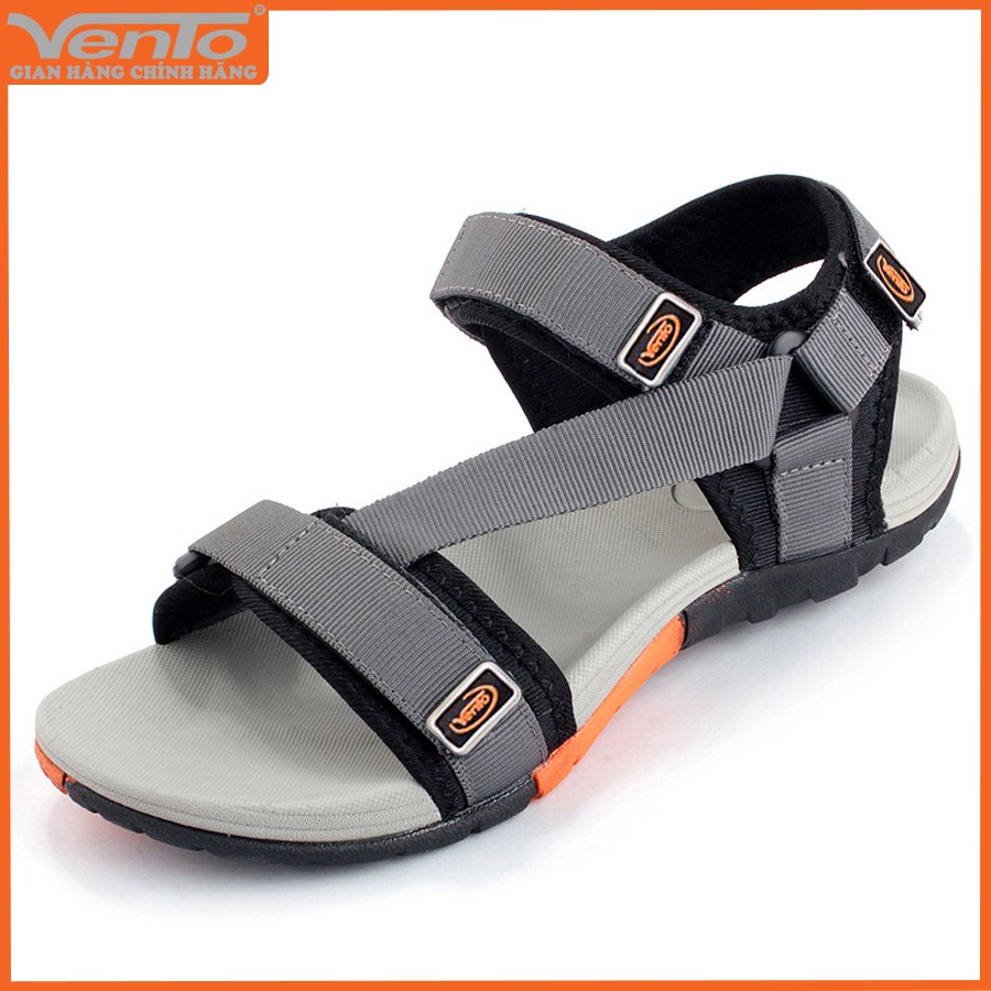 Giày Sandal Nam Vento kiểu 2 quai ngang chéo quai dù chống thấm nước NV4538G Xám Đế Xám Cam -HC()*