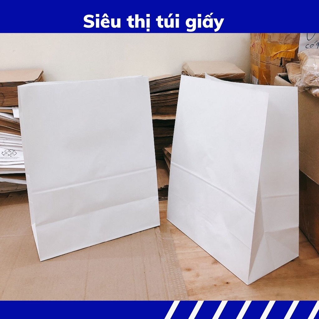 COMBO 50 CHIẾC TÚI GIẤY KRAFT XI MĂNG S6C: 33x17.5x43 cm KHÔNG QUAI ( ẢNH THẬT SHOP TỰ CHỤP)