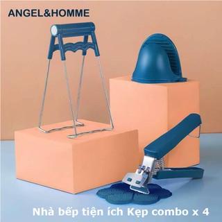 Bộ dụng cụ nhà bếp tiện ích Kẹp gắp bát đĩa trong nồi chống nóng,Miếng lót nồi Silicon và nhấc nồi