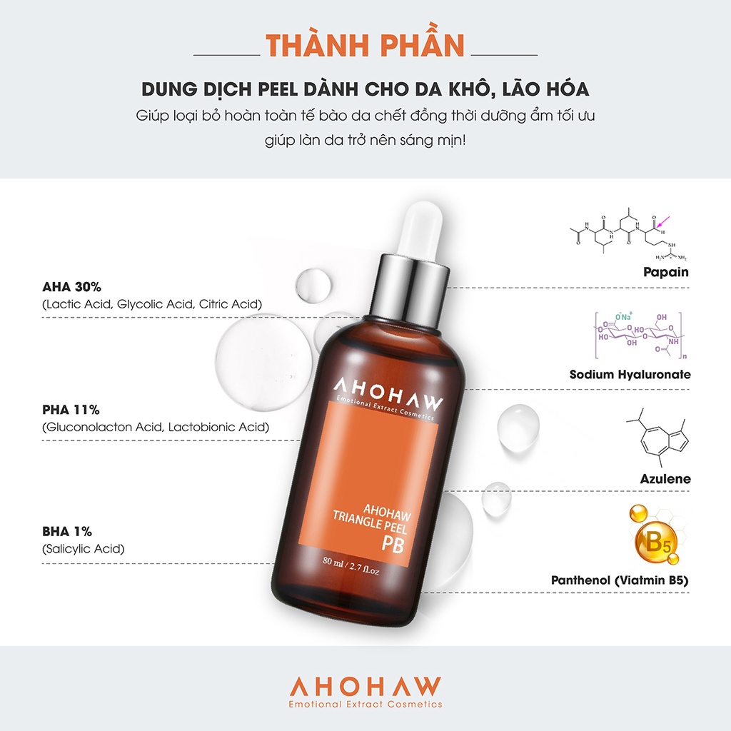 Peel dành cho da dầu mụn Ahohwa Triangle Peel PB (30 ml - 80 ml)