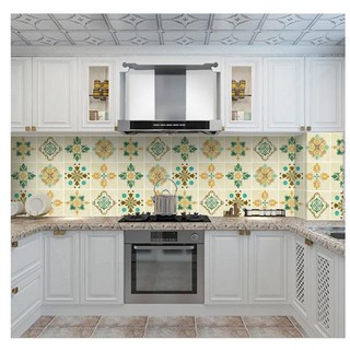 Decal 1m dán bếp tráng nhôm cách nhiệt 60cm hoa văn vàng HOT50
