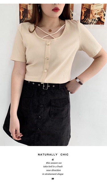 Áo thun gân cổ dây chéo đính 5 nút big size đại 65-100kg ( nâu, kem, tím, đen)z