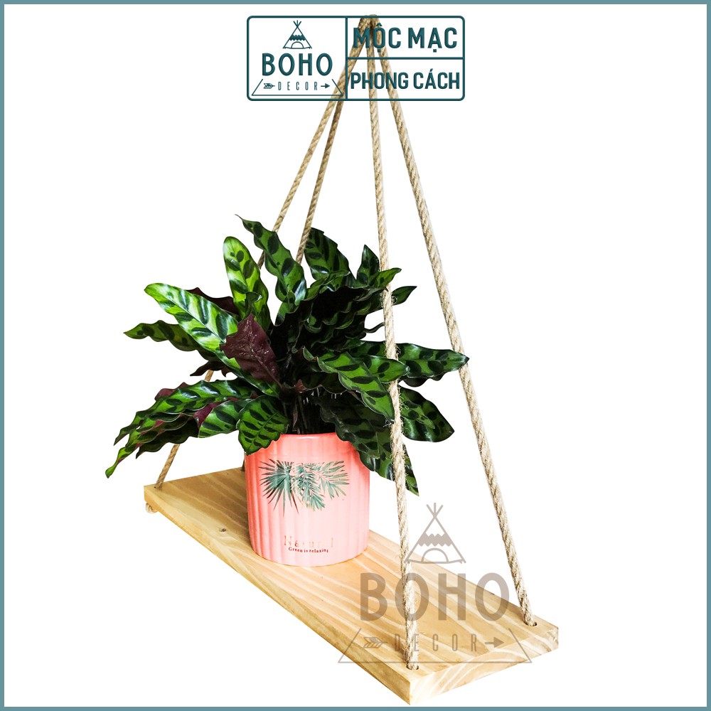 [KỆ GỖ ĐƠN] Kệ treo tường Boho Decor,  trang trí nhà cửa phong cách độc đáo, Gỗ tự nhiên 45 x 15 cm