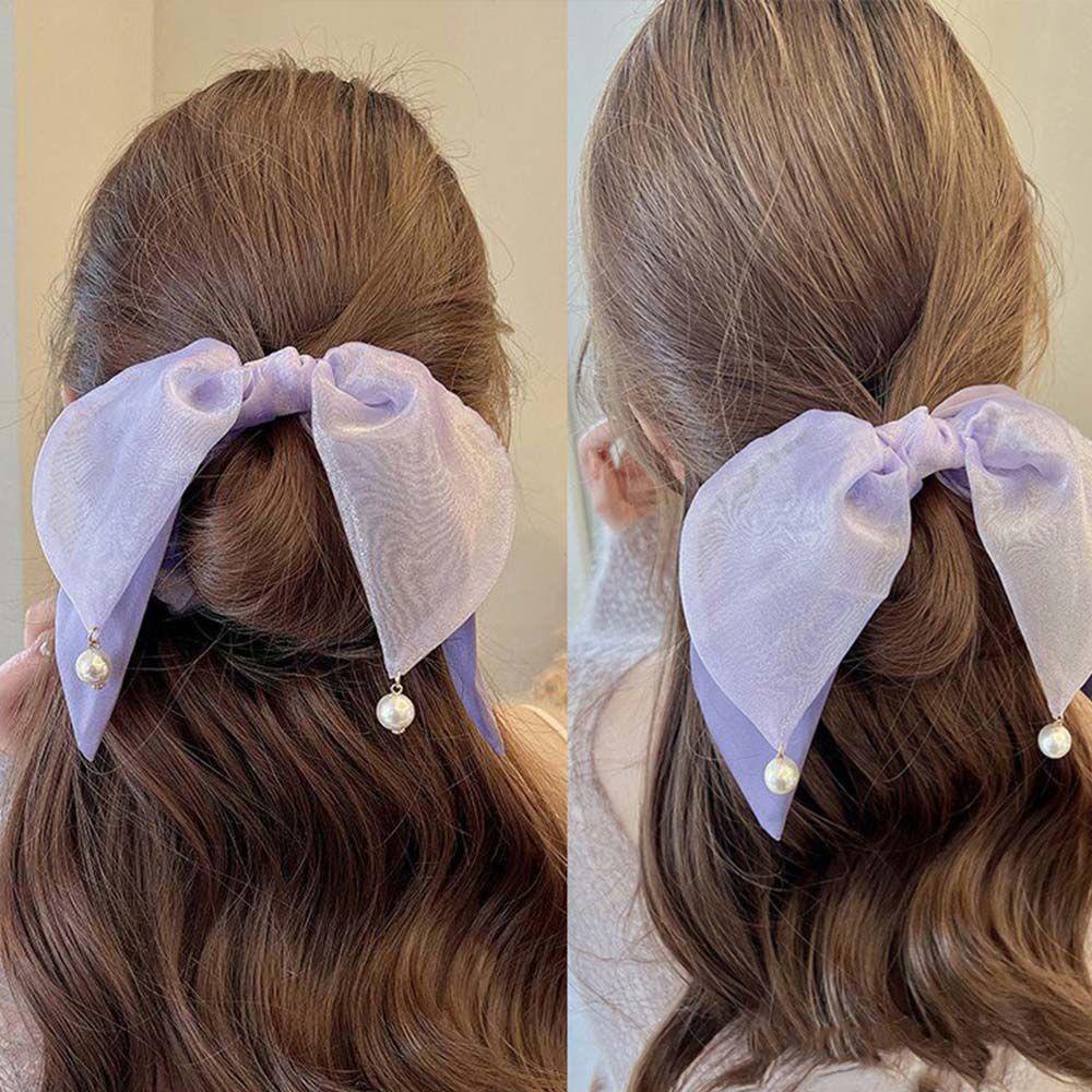 Dây Cột Tóc Co Giãn Đính Nơ Cỡ Lớn Kiểu Vintage Ngọt Ngào WMES15H