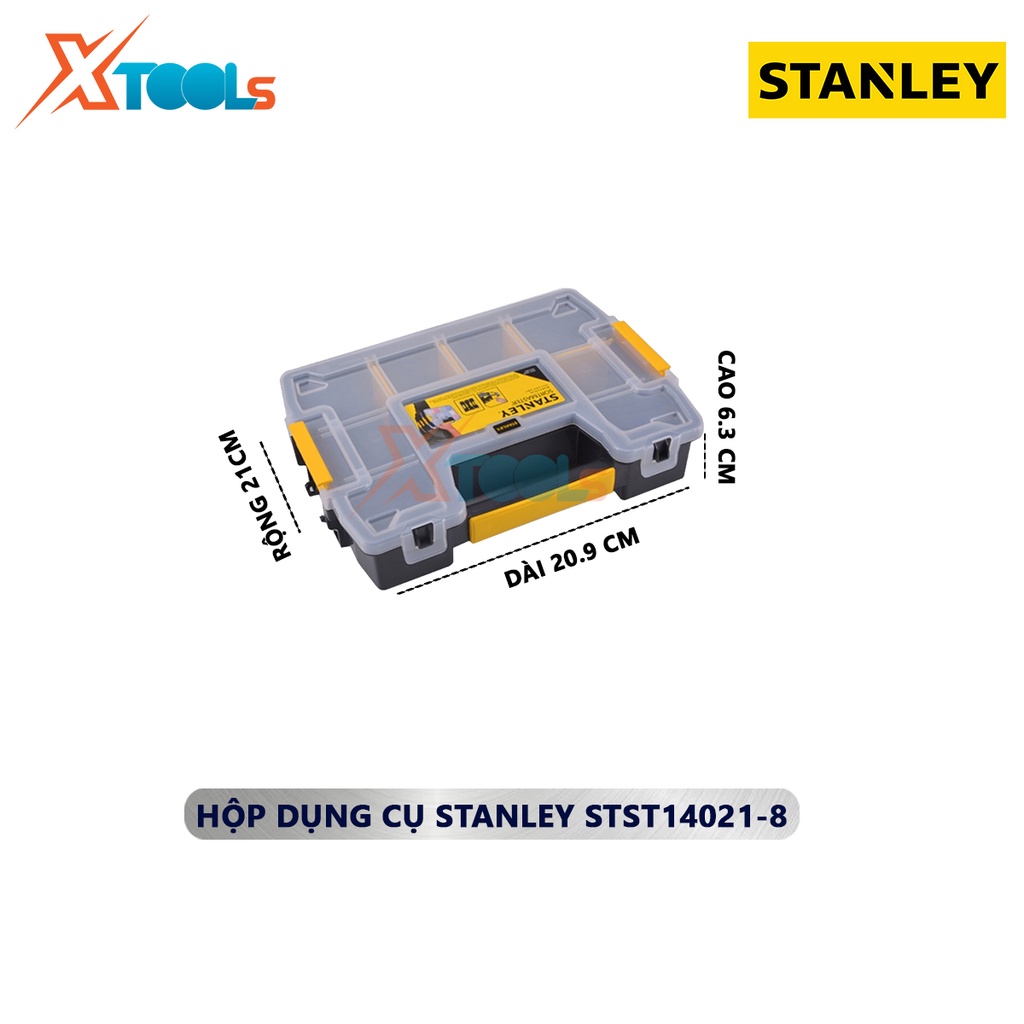 Hộp nhựa đựng mũi khoan, ốc vít Stanley ST14021-8 | thùng đựng đồ nghề có kích thước 290x210x63mm [CHÍNH HÃNG][XTOOLS]
