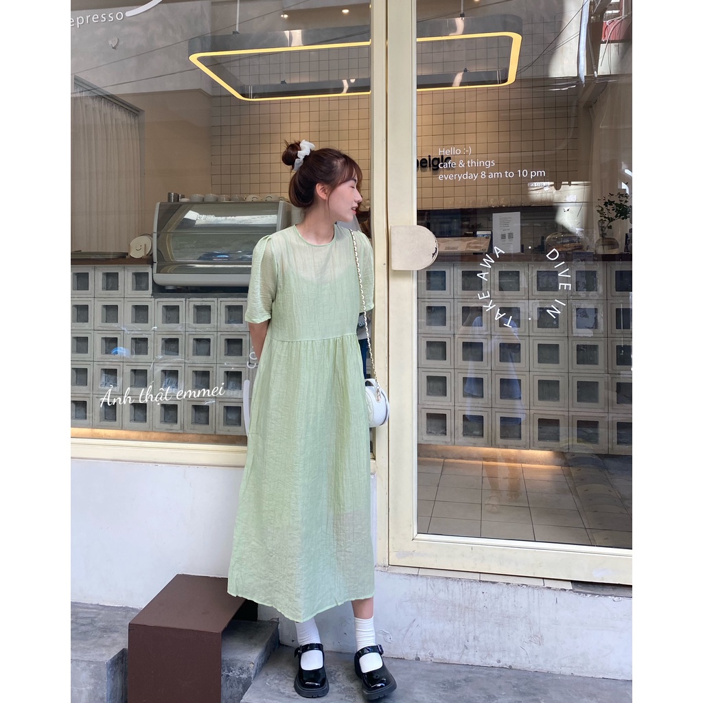 Đầm voan tơ 2 lớp babydoll dáng suông dễ thương Emmei - v163