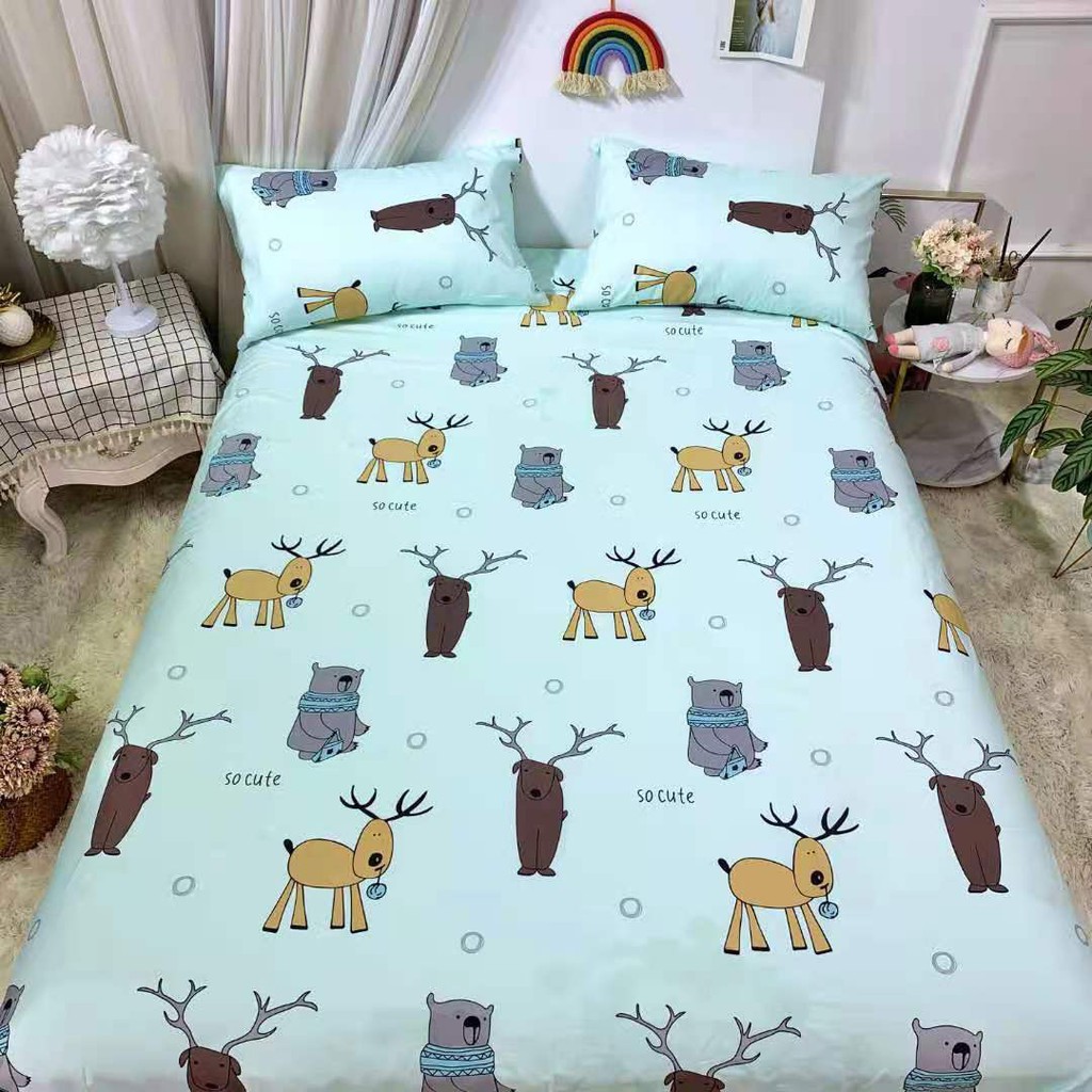 tặng nước xả - ga gối cotton 100% KN'home bedding set ga, 2 vỏ gối mềm mát, thấm hút mồ hôi tốt đủ mọi cỡ nệm