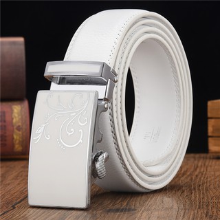 Thắt lưng da khóa tự động màu đen / trắng phong cách sang trọng lịch lãm dành cho nam