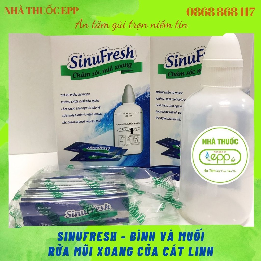 SINUFRESH - BÌNH VÀ MUỐI RỬA MŨI XOANG CỦA CÁT LINH