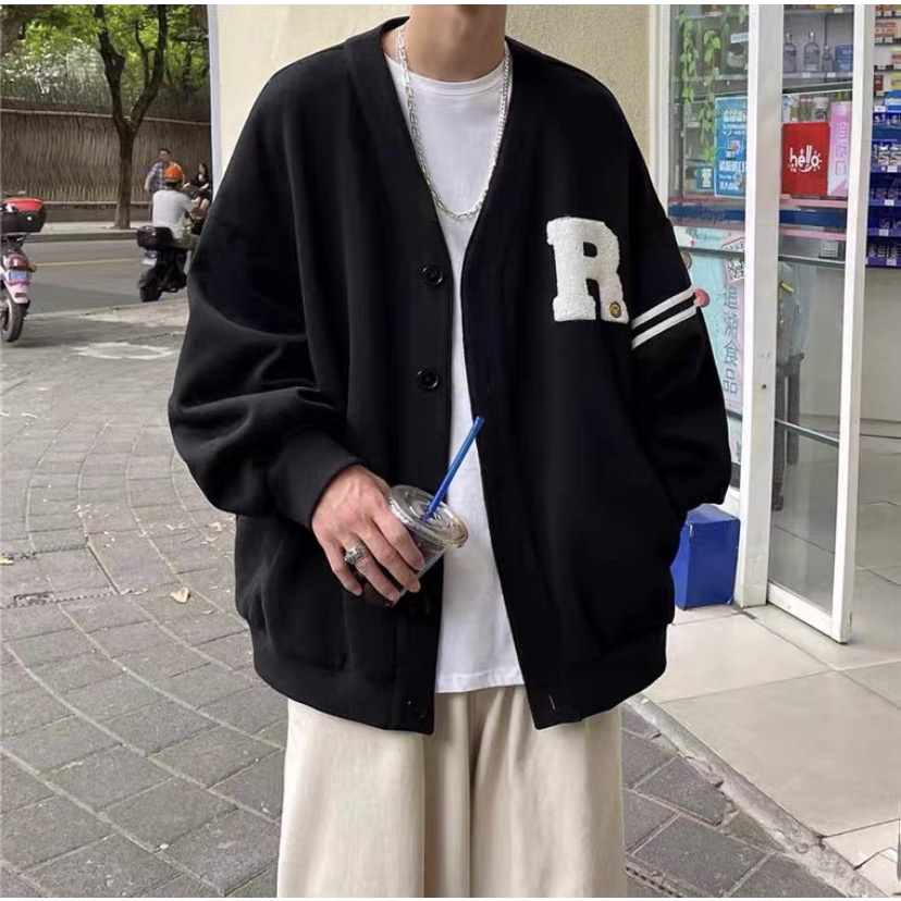 Áo Khoác Cardigan Unisex❤️Áo Cardigan Họa Tiết Chữ R Chấm Bi form rộng Ulzzang Unisex Nam/Nữ (Ảnh thật/ có sẳn)