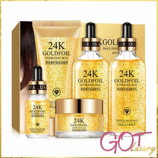 TAS9 Bộ Mỹ Phẩm Dưỡng Da Cao Cấp 5 Món Tinh Chất Gold 24K Chăm Sóc Làm Trắng Dưỡng Ẩm Da Images Hàng Nội Địa Trung