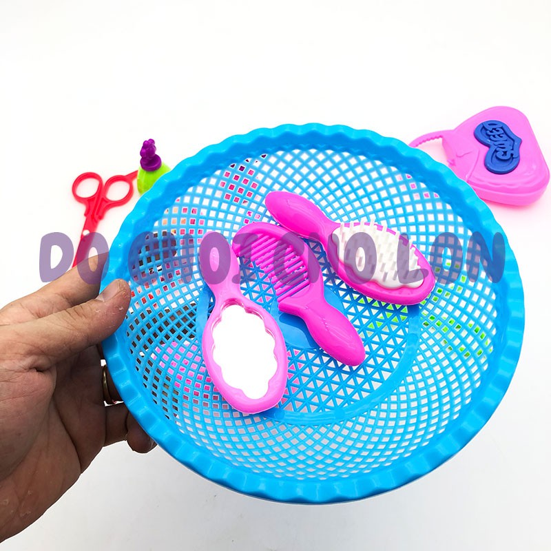 Đồ chơi rổ bé tập làm tóc 12 món bằng nhựa 6969