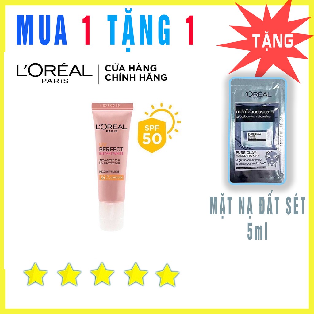 Kem chống nắng bảo vệ, dưỡng da se mịn lỗ chân lông, chống ô nhiễm L'Oreal Paris UV Perfect fresh&amp;Matte SPF50/PA+++ 15ml