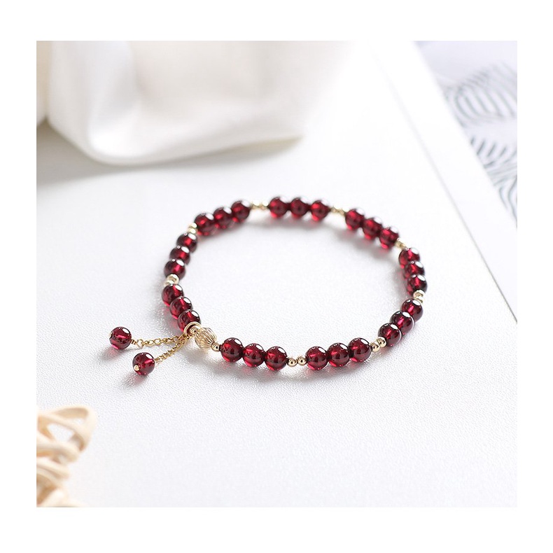 Vòng Tay Đính Đá Pha Lê Garnet Tự Nhiên Thiết Kế Đơn Giản Tinh Tế Cho Nữ