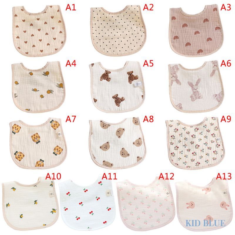 Yếm Ăn Hình Chữ U 6 Lớp Bằng Vải Cotton Phong Cách Mới Cho Bé Sơ Sinh