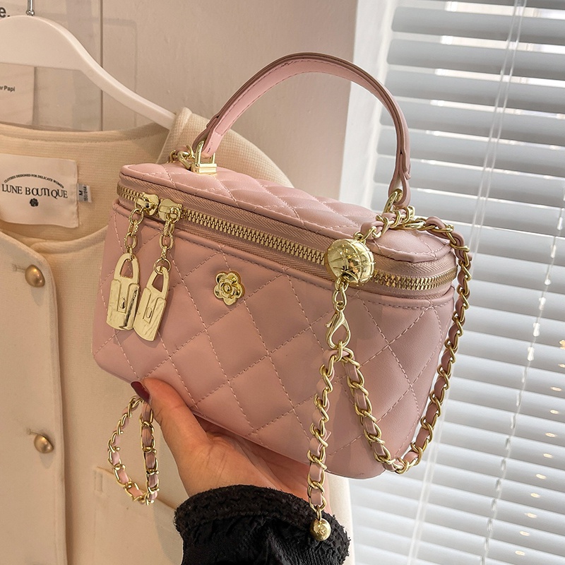 Túi Đeo Chéo Mini Thêu Họa Tiết Kim Cương Phối Dây Đeo Sợi Xích Thời Trang Sang Trọng Cho