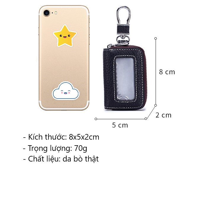 Ví Móc Chìa Khoá Da Bò Cao Cấp Nam Nữ, Túi Móc Chìa Khoá Thường, Ô Tô, Xe Máy, Smart Key - V56