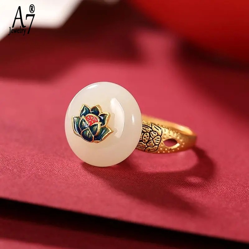 Nhẫn Hở Mạ Bạc 925 Hình Hoa Sen Xinh Xắn A7Jade S925