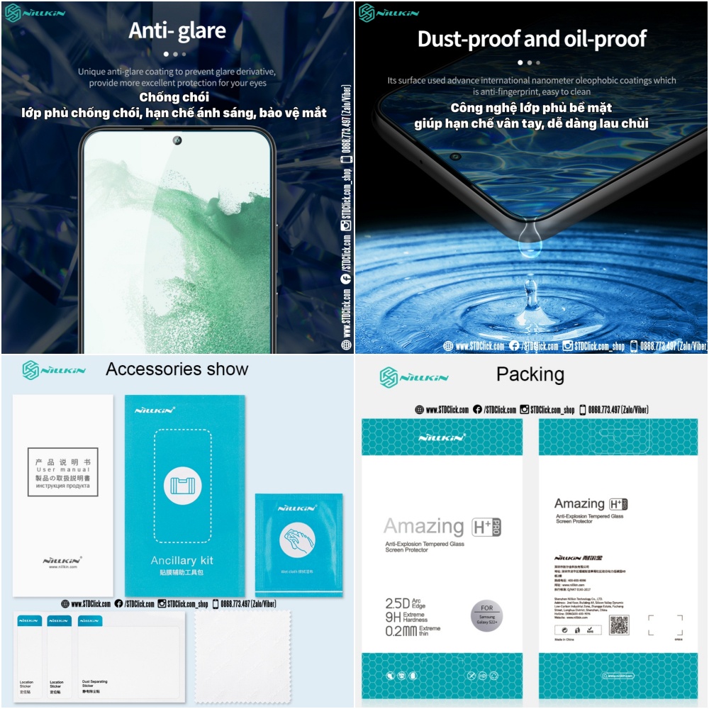 KÍNH CƯỜNG LỰC SAMSUNG S22 PLUS 5G NILLKIN H+PRO CHÍNH HÃNG