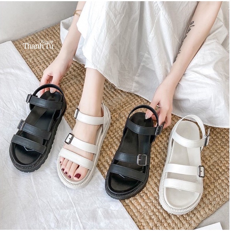 Dép Sandal Nữ Mũi Tròn Quai Ngang Đế Dày - SA005