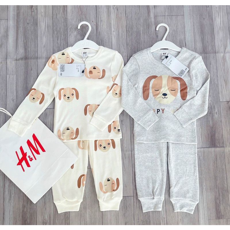 Combo 2 bộ dài tay in hình chú cún cho bé