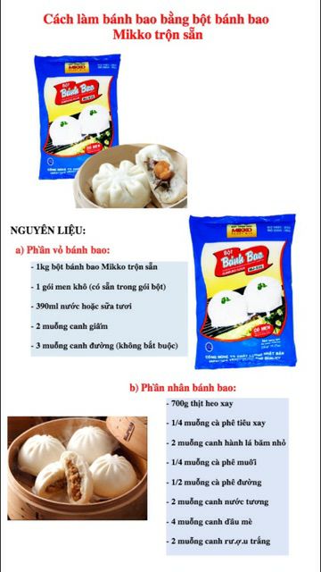 [1kg]BỘT BÁNH BAO MIKKO TRỘN SẴN CÓ GÓI MEN