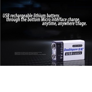 Pin Sạc 9V - Cổng Micro USB Doublepow 6F22 650mAh