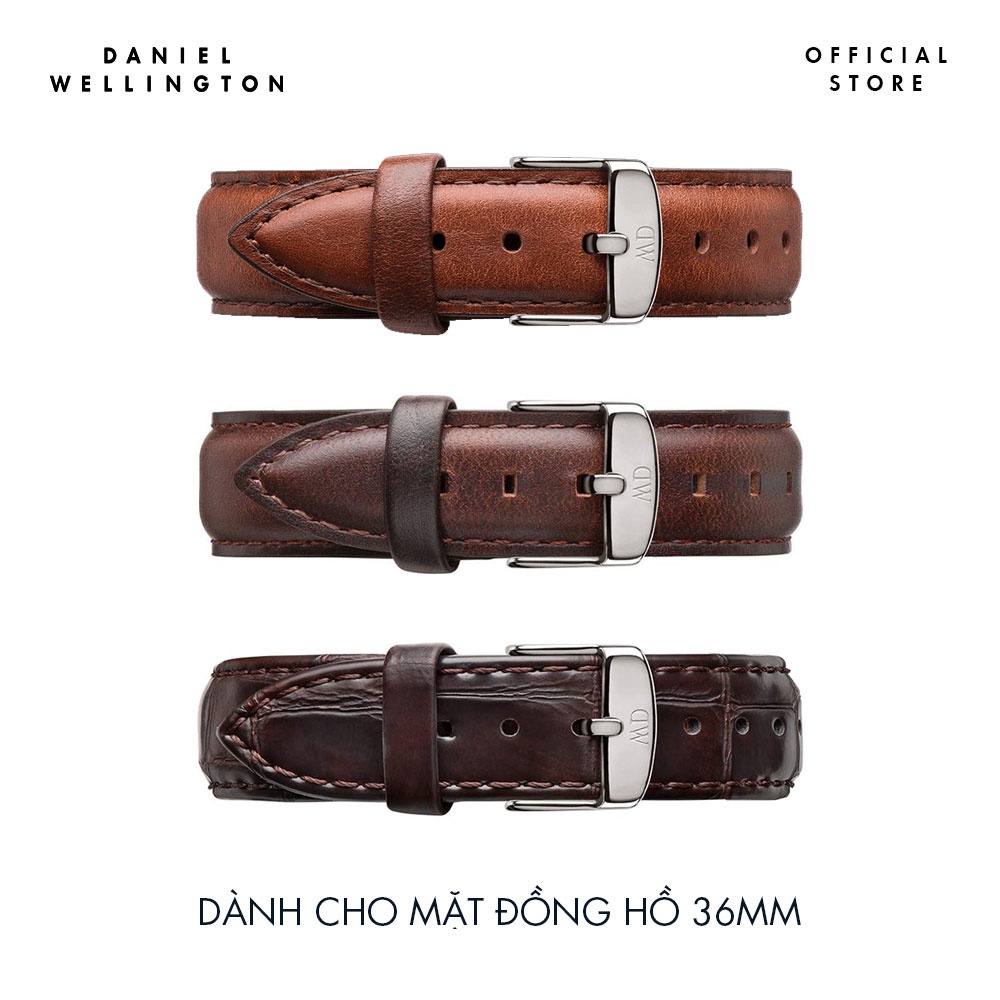 Dây da đồng hồ Daniel Wellington 18mm khóa màu bạc - Cho đồng hồ Classic 36mm