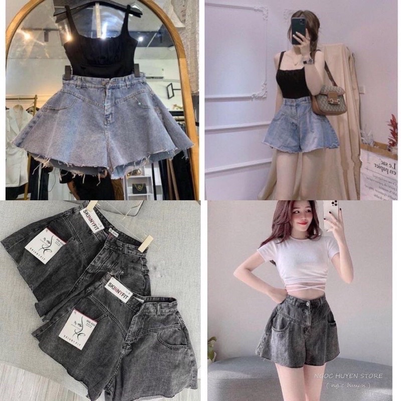 Quần short jean dáng xoè/ Quần short giả váy hàng Quảng Châu cao cấp