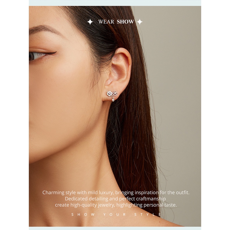 BAMOER Bông Tai bạc 925 HìNh Hoa CúC ThờI Trang