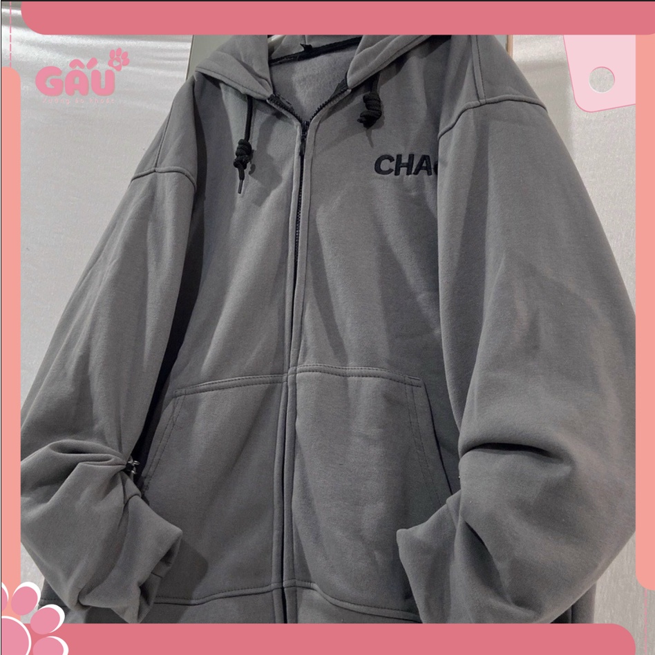 Áo khoác nỉ bông ngoại thêu xịn CHAOS Phong Cách Hàn Ulzzang GAU