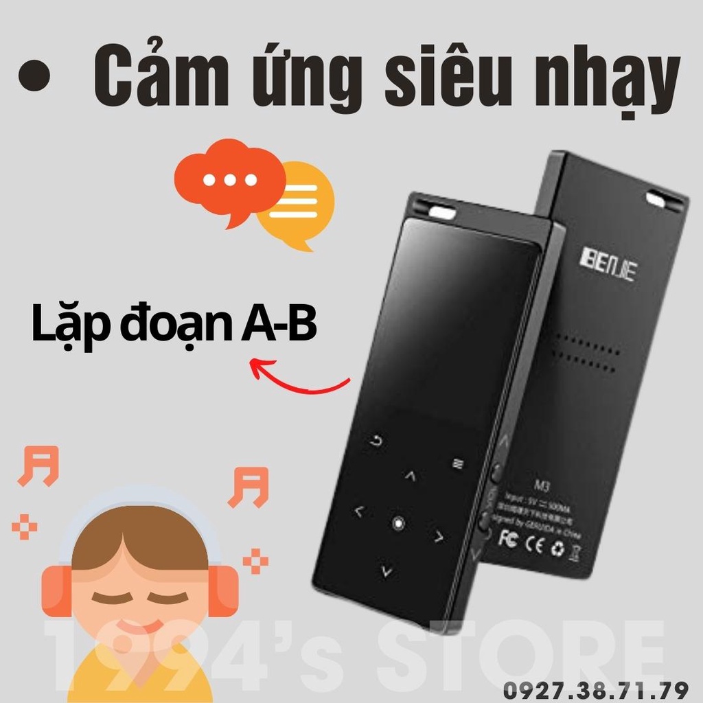 [SẴN] Máy Nghe Nhạc Benjie M3 Bluetooh 5.2 APTX - Có loa ngoài nghe nhạc Lossless - Pin 80 giờ - Xem phim, xem video