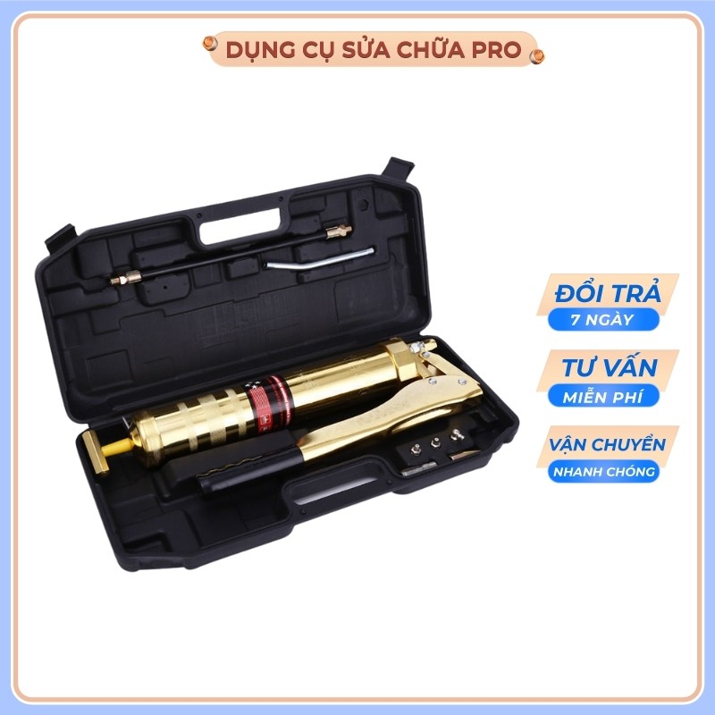 Bơm mỡ tay 2 ty 900cc hộp nhựa, hộp giấy