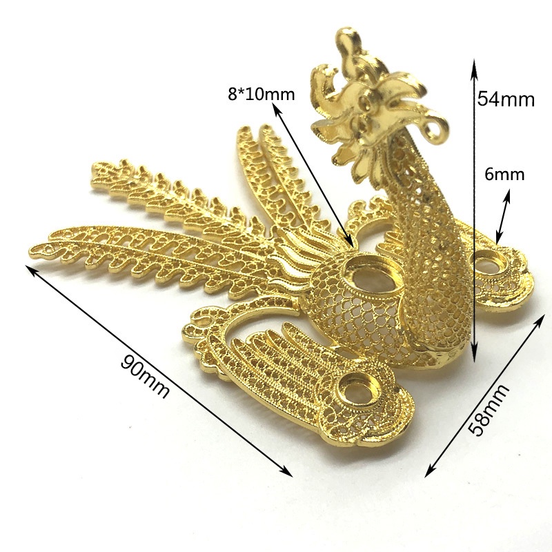 1 phiến đúc phượng hoàng 54*58*90mm nguyên liệu làm trâm làm trang sức cổ trang cosplay cổ phục có màu KC