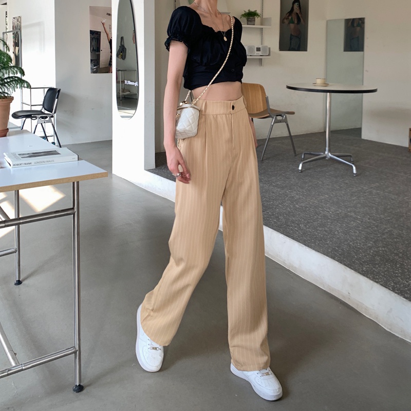 SUXI Quần ống rộng Họa Tiết Sọc Thời Trang Cho Nữ