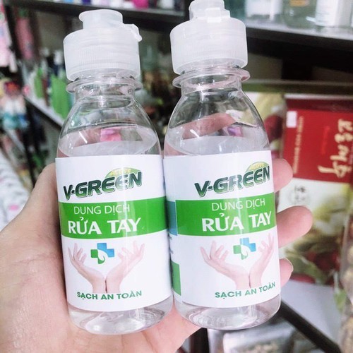 Nước rửa tay khô V-Green 100ml| nhỏ gọn tiện mang ra ngoài