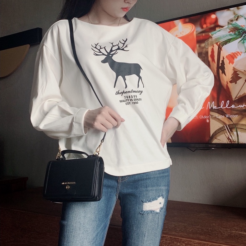 Áo sweater nữ tay dài phong cách Hàn Quốc