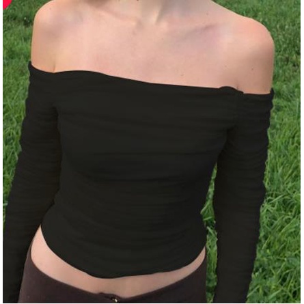 Áo lửng trễ vai tay ống loe thời trang dành cho nữ