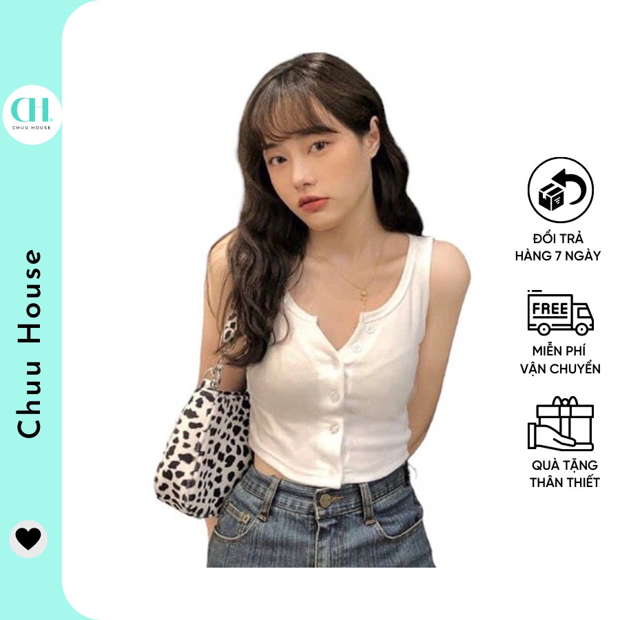 Áo Croptop Ba Lỗ Cài Cúc Vải Bozip Dày Đẹp Co giãn 4 Chiều Cực Sexy - Chuu House - CH0305