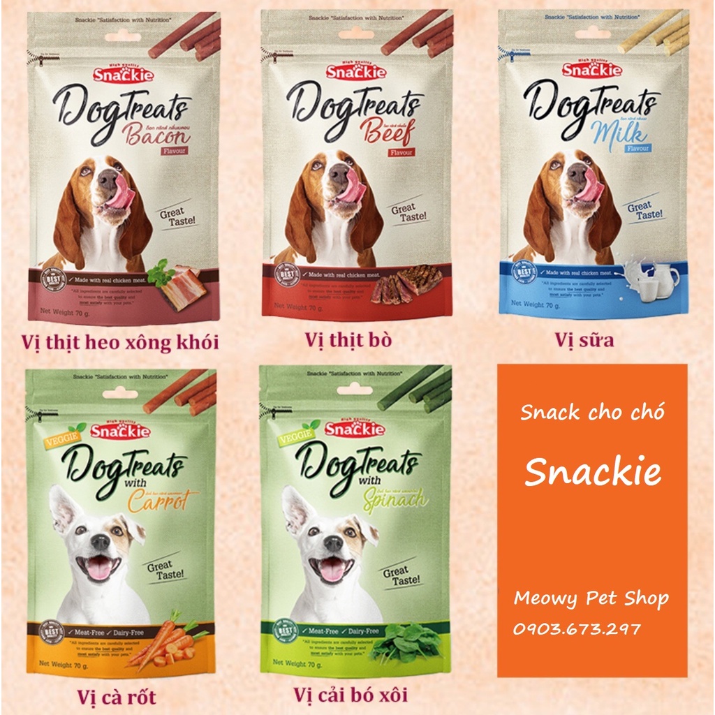 [Chính hãng] Snack cho chó Snackie gói 70g có zip