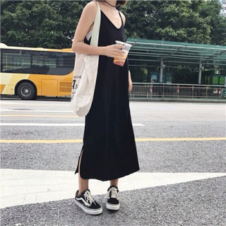 Order váy 2 dây đen cotton mềm