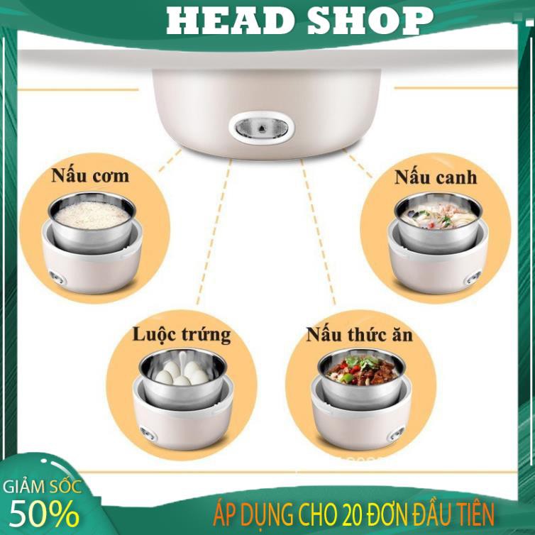 Hộp cơm cắm điện 2 tầng inox 1.2 lít 220V đa năng nấu cơm, nấu mì, hâm nóng đồ ăn tiện dụng B2 HEAD SHOP